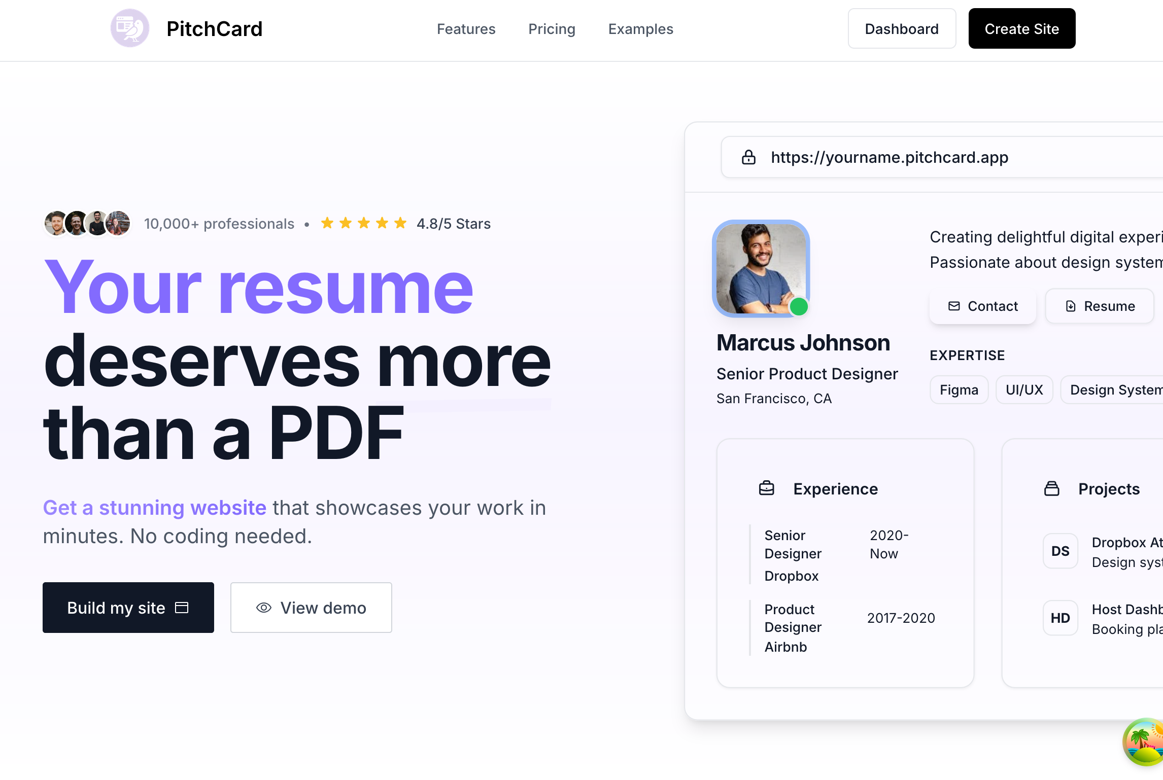 pitchcard-landing